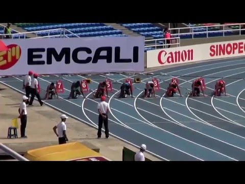 WYC2015 boy&#039;s 100m 1st round Hakim CR 10.30