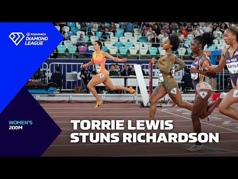 Torrie Lewis stuns Sha&#039;Carri Richardson from lane 9 in Xiamen 200m - Wanda Diamond League 2024