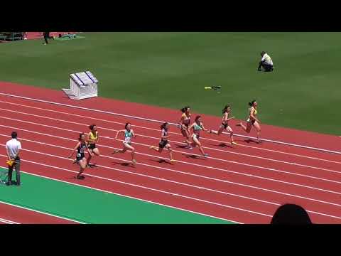 愛知県高校総体　女子100m　予選第3組　2018/05/19