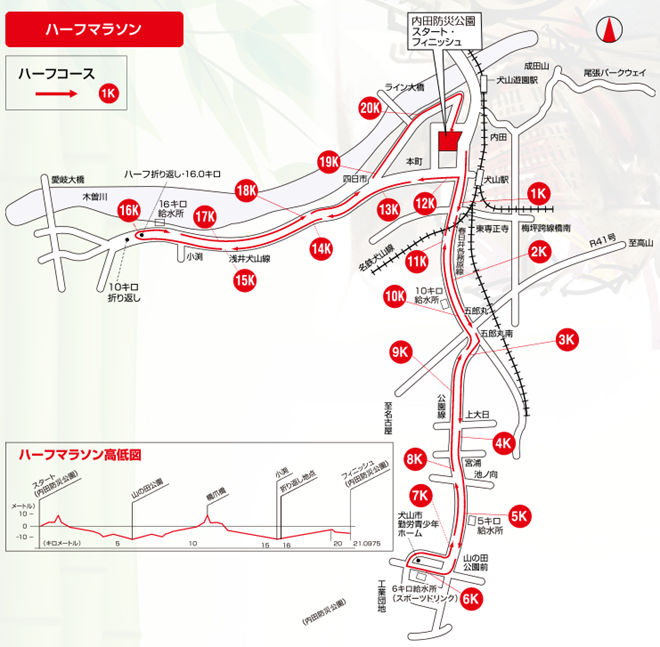 読売犬山ハーフマラソン コースマップ