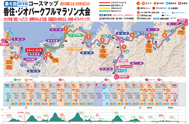 香住ジオパークフルマラソン2020コースマップ
